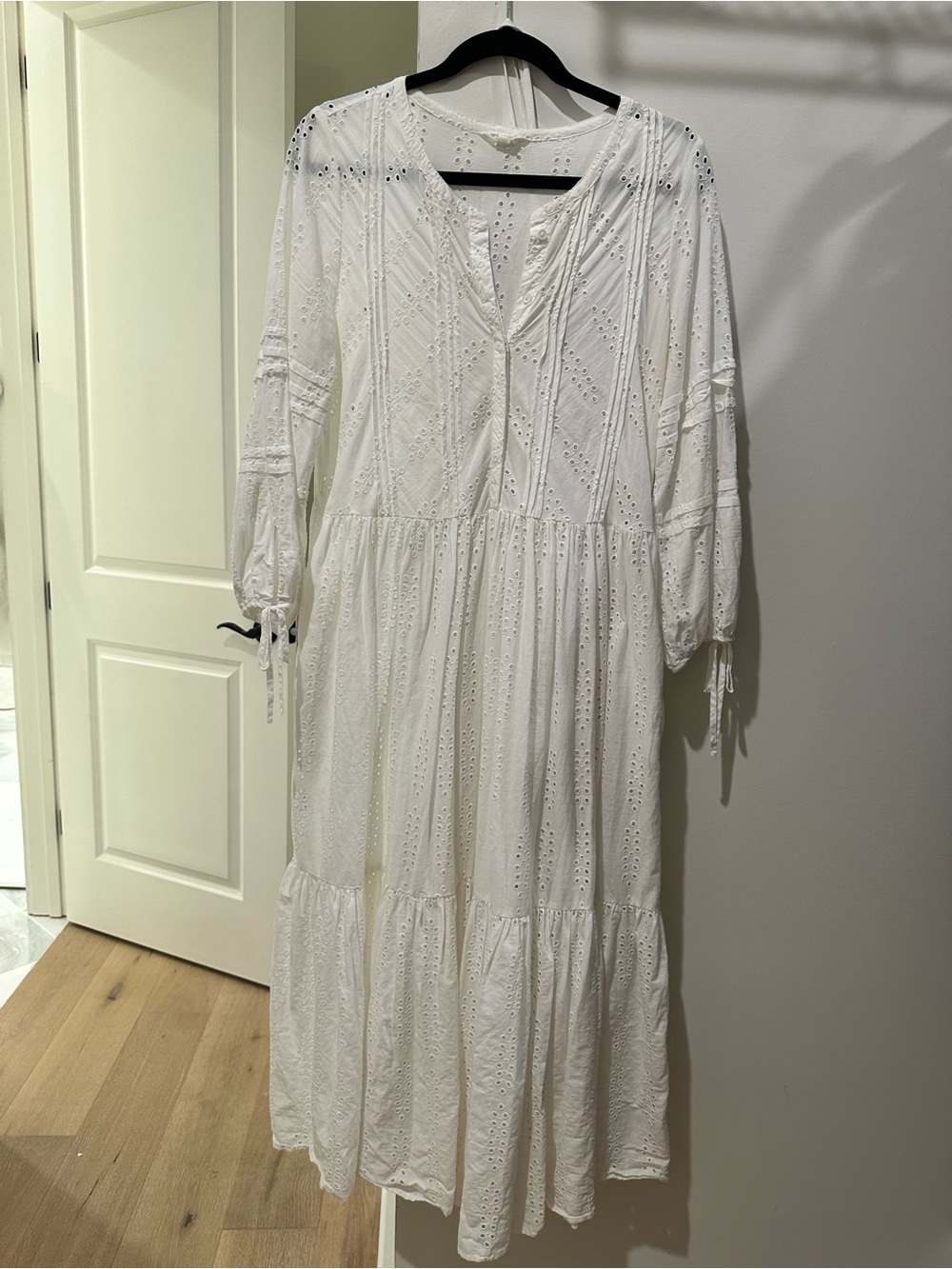 Caslon White Eyelet Maxi Dress with Tiered Skirt